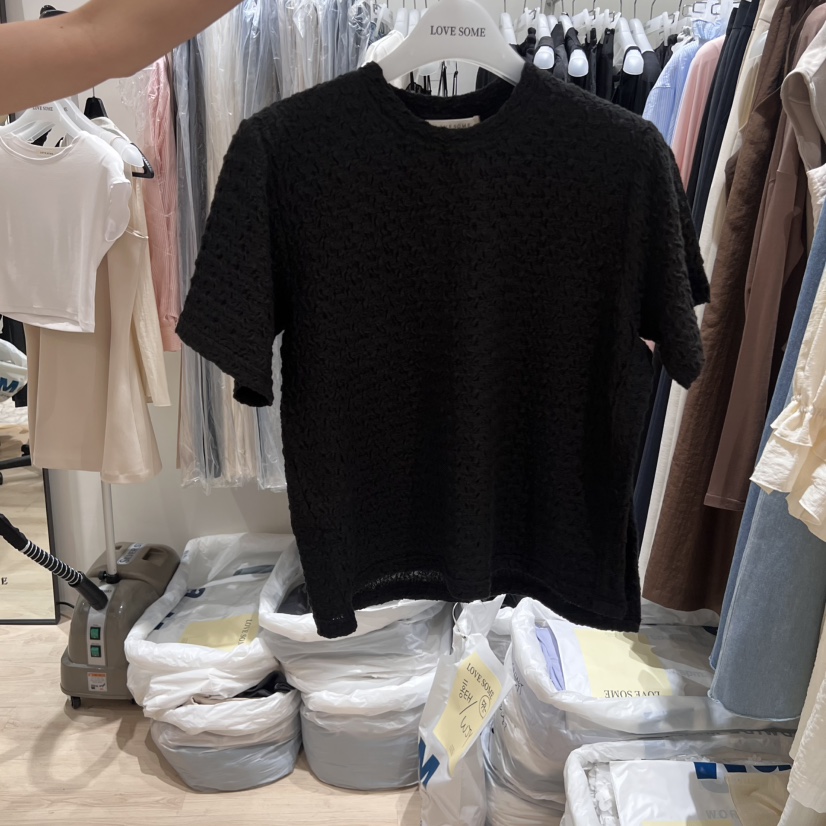 LOVE SOME東大門㊣代購女裝新品25春夏真品熱賣職業T恤紐扣LOVE SOMET恤圖色2