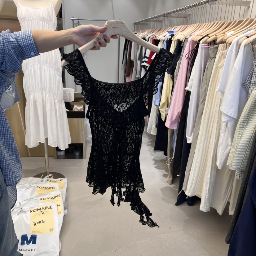 ROMAINE東大門㊣直郵女裝新款時尚真品25春夏職業吊帶背心蕾絲ROMAINE吊帶/背心