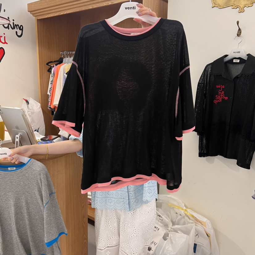 VENTI韓國直郵㊣女士新款25春夏人氣熱賣休閑職業推薦時尚T恤VENTIT恤圖色2