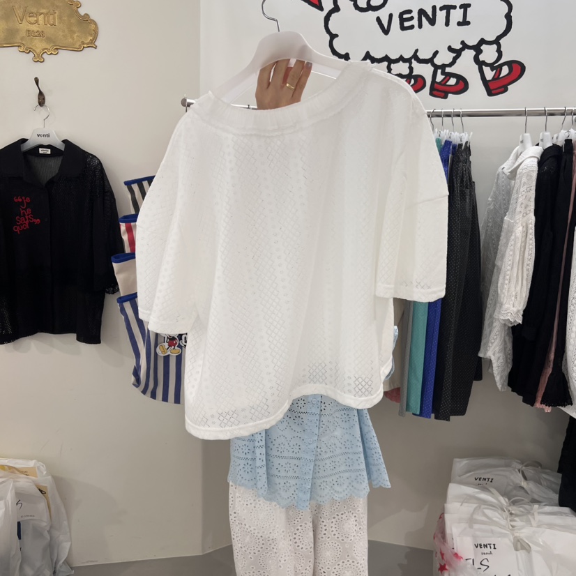 VENTI韓國直郵㊣女士新款熱賣人氣職業休閑時尚推薦T恤蕾絲VENTIT恤