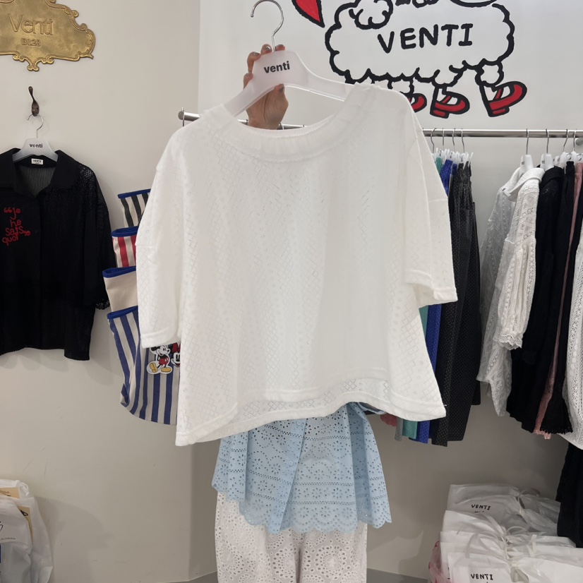 VENTI韓國直郵㊣女士新款熱賣人氣職業休閑時尚推薦T恤蕾絲VENTIT恤