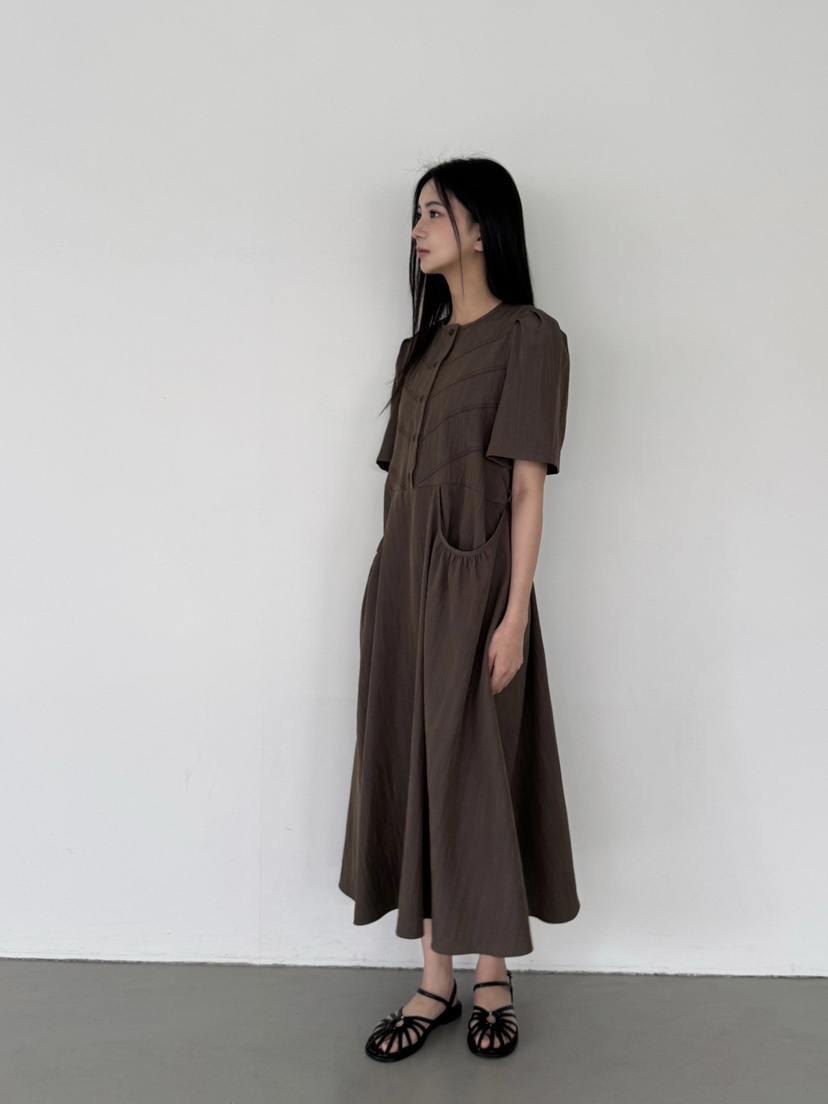 OREUM東大門㊣代購女士新款時尚休閑人氣真品熱賣連衣裙含腰繩OihEum連衣裙
