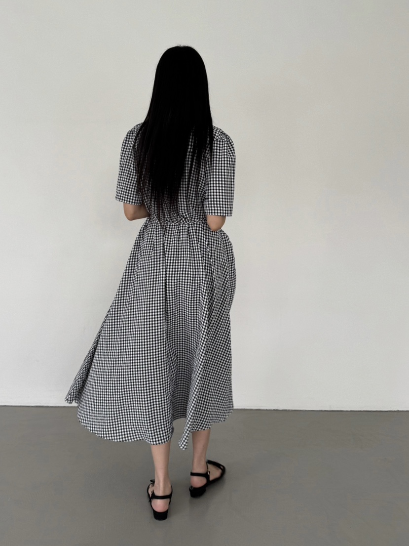 OREUM東大門㊣代購女士新款時尚休閑人氣真品熱賣連衣裙含腰繩OihEum連衣裙