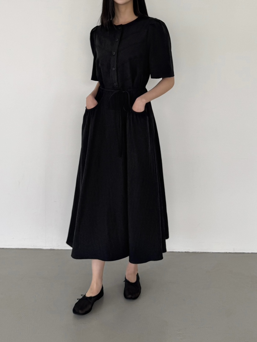 OREUM東大門㊣代購女士新款時尚休閑人氣真品熱賣連衣裙含腰繩OihEum連衣裙