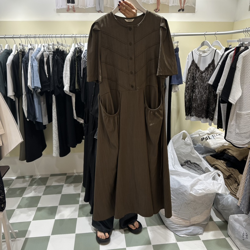 OREUM東大門㊣代購女士新款時尚休閑人氣真品熱賣連衣裙含腰繩OihEum連衣裙圖色5