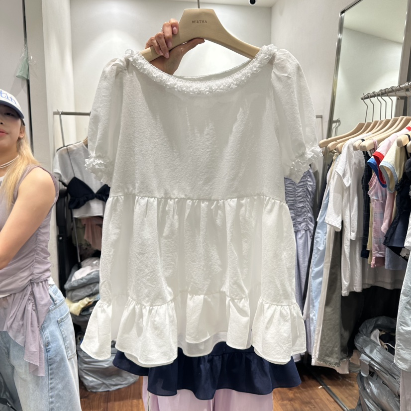 BERTHA東大門㊣直郵女裝新品真品25春夏推薦休閑襯衫蕾絲衫BERTHA襯衫/蕾絲衫
