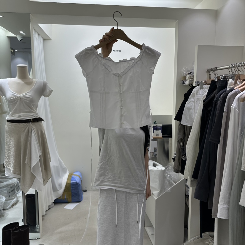 ASHTOE韓國代購㊣女裝新品推薦25春夏熱賣休閑真品襯衫蕾絲衫ASHTOE襯衫/蕾絲衫