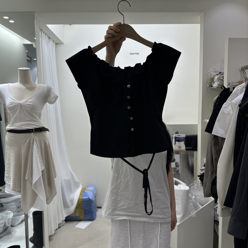 ASHTOE韓國代購㊣女裝新品推薦25春夏熱賣休閑真品襯衫蕾絲衫ASHTOE襯衫/蕾絲衫圖色2
