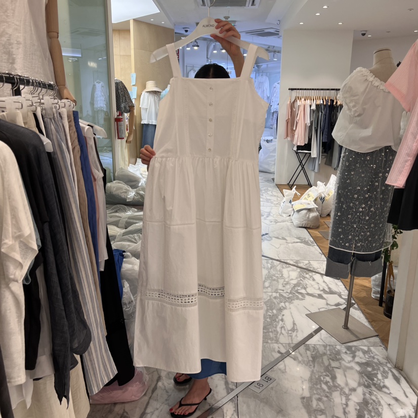 ALMOND韓國直郵㊣女士新品休閑25春夏真品時尚推薦職業連衣裙ALMOND連衣裙