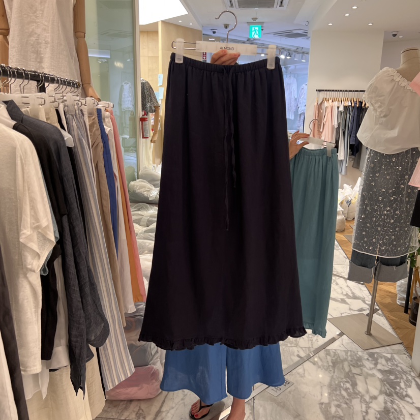 ALMOND東大門㊣代購女士新款25春夏休閑熱賣半身裙中短裙亞麻ALMOND半身裙/中短裙圖色5
