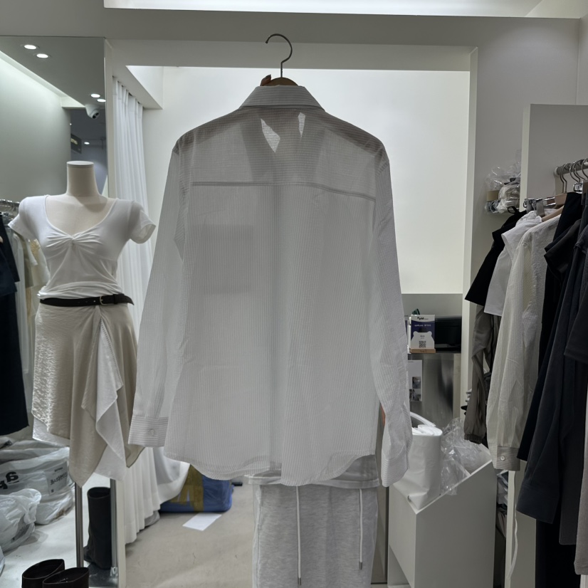 ASHTOE韓國直郵㊣女士新品推薦時尚人氣襯衫蕾絲衫亞麻條紋ASHTOE襯衫/蕾絲衫