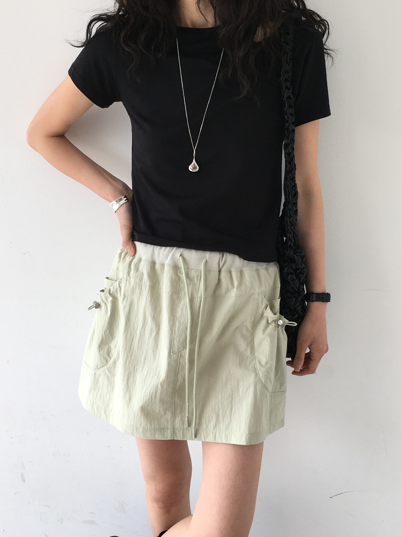 MONDAYMORING東大門㊣直郵女士新品人氣時尚25春夏短裙羅紋MONDAYMORING短裙