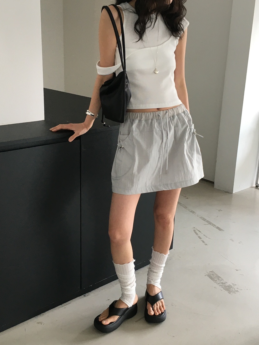 MONDAYMORING東大門㊣直郵女士新品人氣時尚25春夏短裙羅紋MONDAYMORING短裙