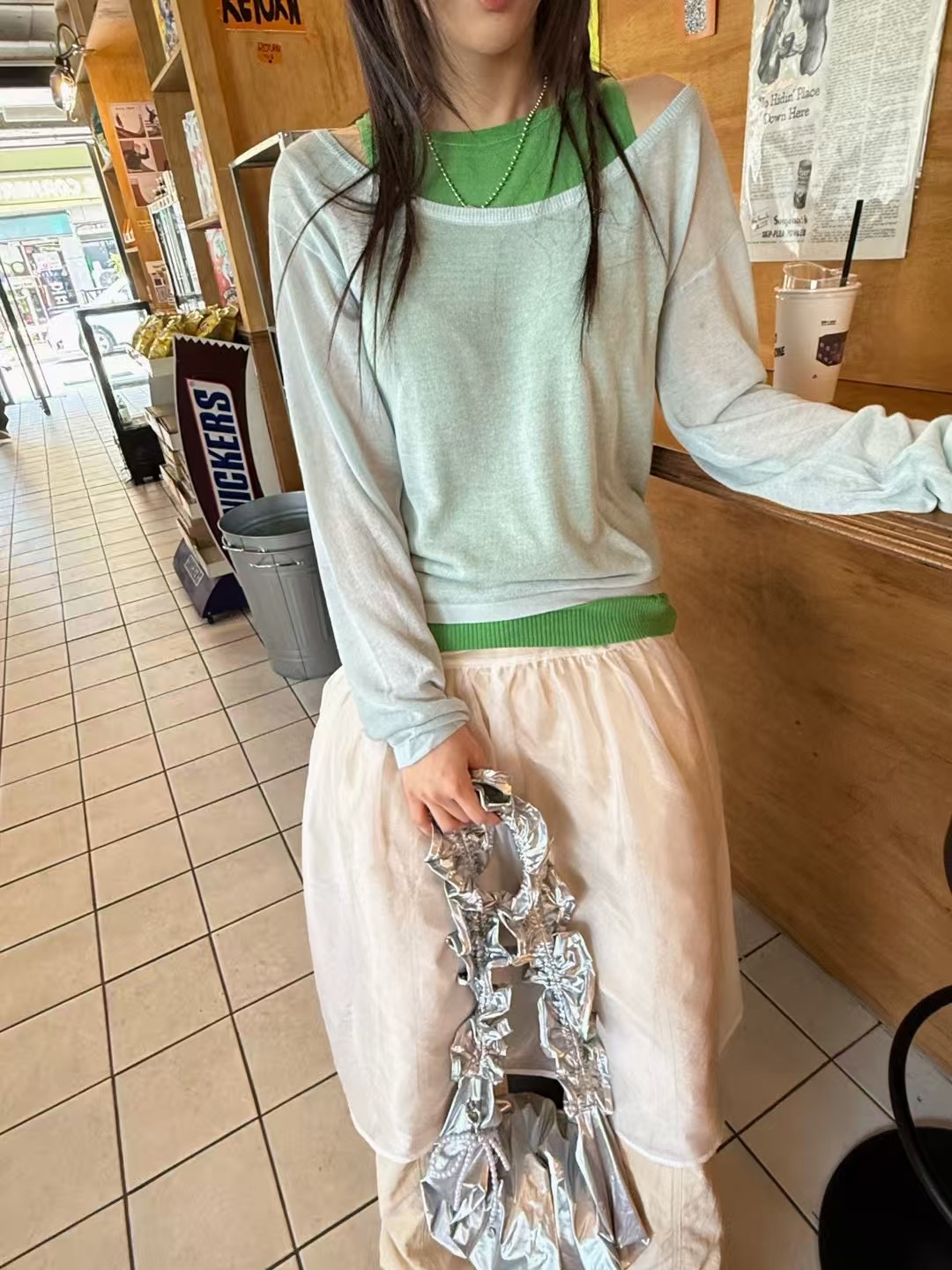 STANDING東大門㊣實拍女裝新款職業熱賣25春夏針織衫亞麻雙面STANDING針織衫圖色2