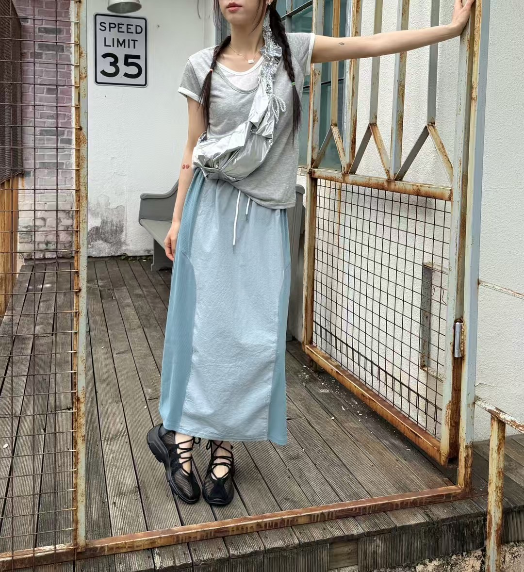 STANDING韓國代購㊣女士新品推薦真品人氣25春夏職業時尚長裙STANDING長裙