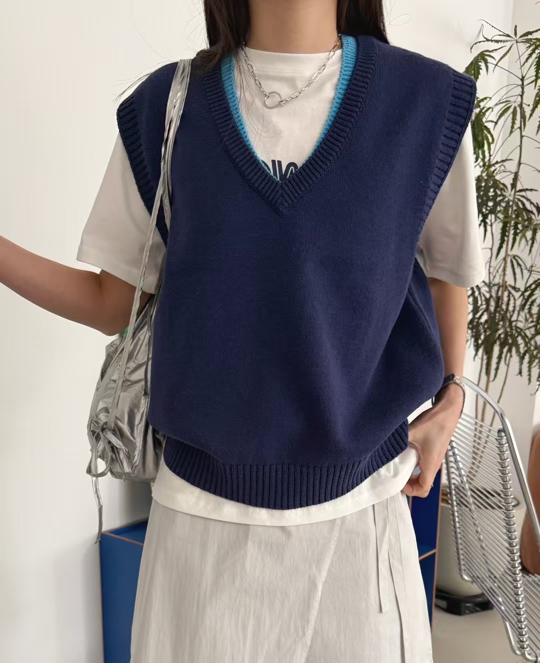 STANDING韓國代購㊣女裝新款熱賣人氣推薦真品25春夏馬甲V領雙面STANDING馬甲