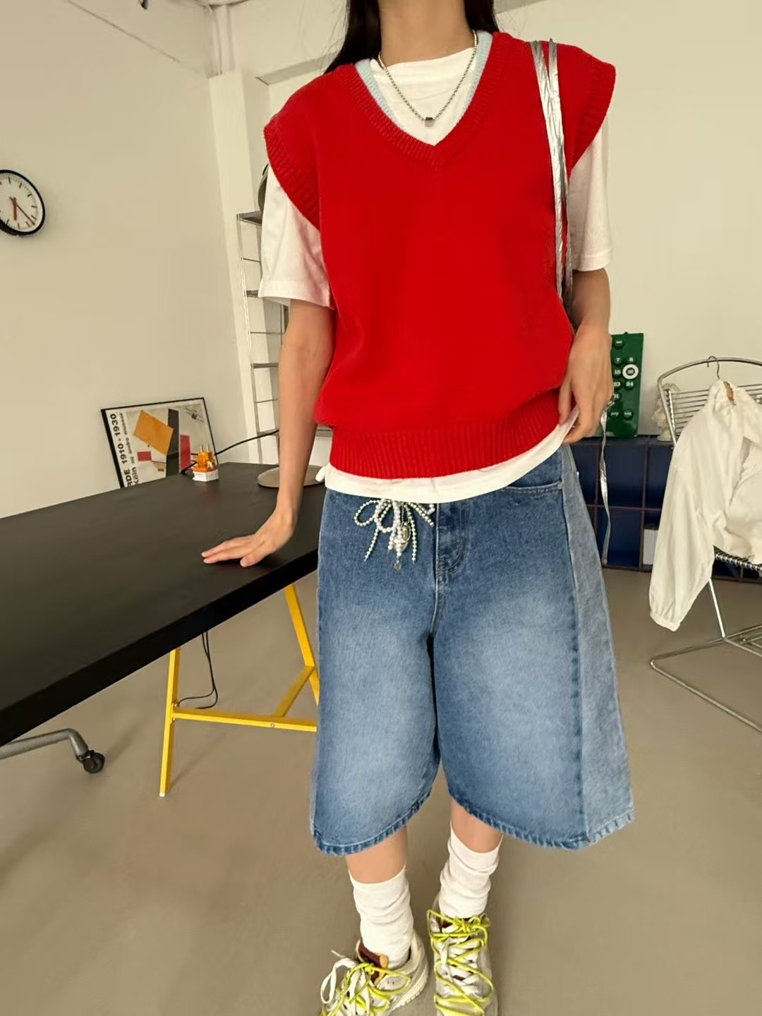 STANDING韓國代購㊣女裝新款熱賣人氣推薦真品25春夏馬甲V領雙面STANDING馬甲圖色3