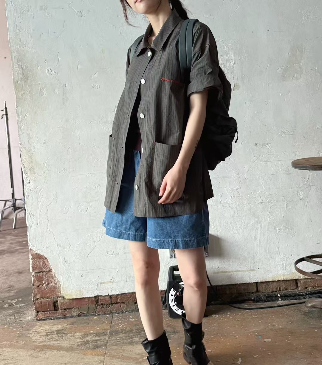 STANDING韓國代購㊣女士新品25春夏真品熱賣襯衫蕾絲衫格紋STANDING襯衫/蕾絲衫