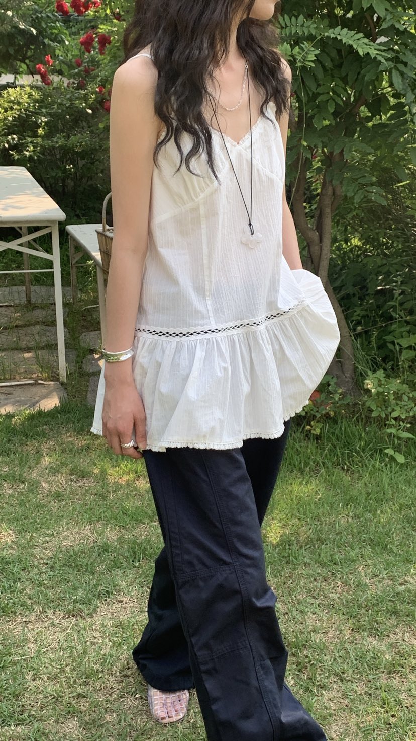 OURS韓國直郵㊣女裝新款時尚職業真品休閑熱賣吊帶背心蕾絲OURS吊帶/背心
