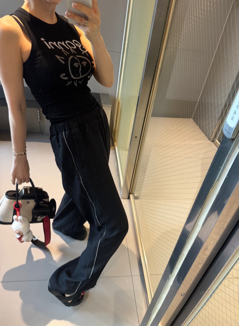 JUJU韓國代購㊣女裝新品人氣真品職業推薦25春夏休閑褲亞麻綁帶JUJU休閑褲