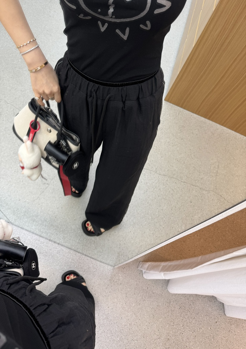 JUJU韓國代購㊣女裝新品人氣真品職業推薦25春夏休閑褲亞麻綁帶JUJU休閑褲
