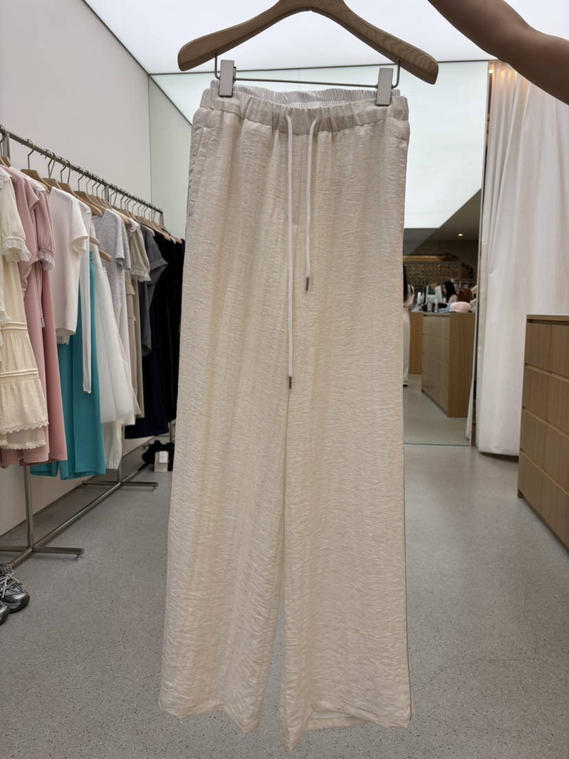 JUJU韓國代購㊣女裝新品人氣真品職業推薦25春夏休閑褲亞麻綁帶JUJU休閑褲
