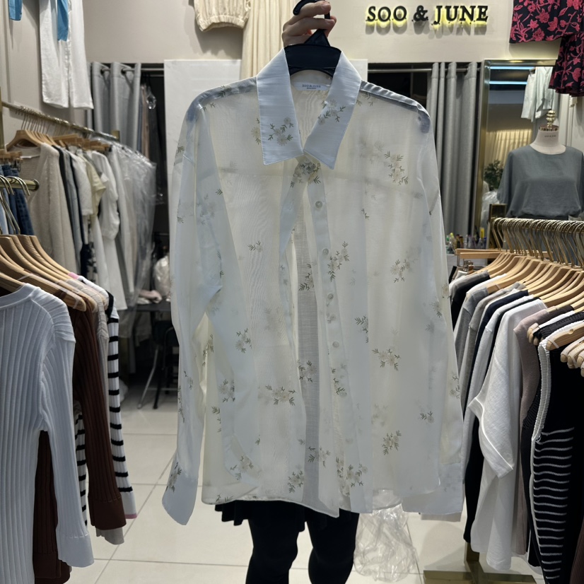 SOO JUNE東大門㊣直郵女士新品時尚熱賣襯衫蕾絲衫天絲透視SOO JUNE襯衫/蕾絲衫圖色1