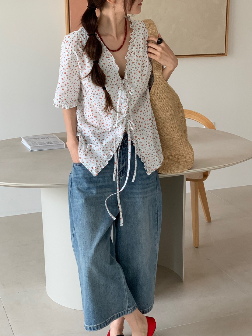 RIVER RAIN韓國代購㊣女裝新款真品25春夏職業人氣襯衫蕾絲衫RIVER RAIN襯衫/蕾絲衫