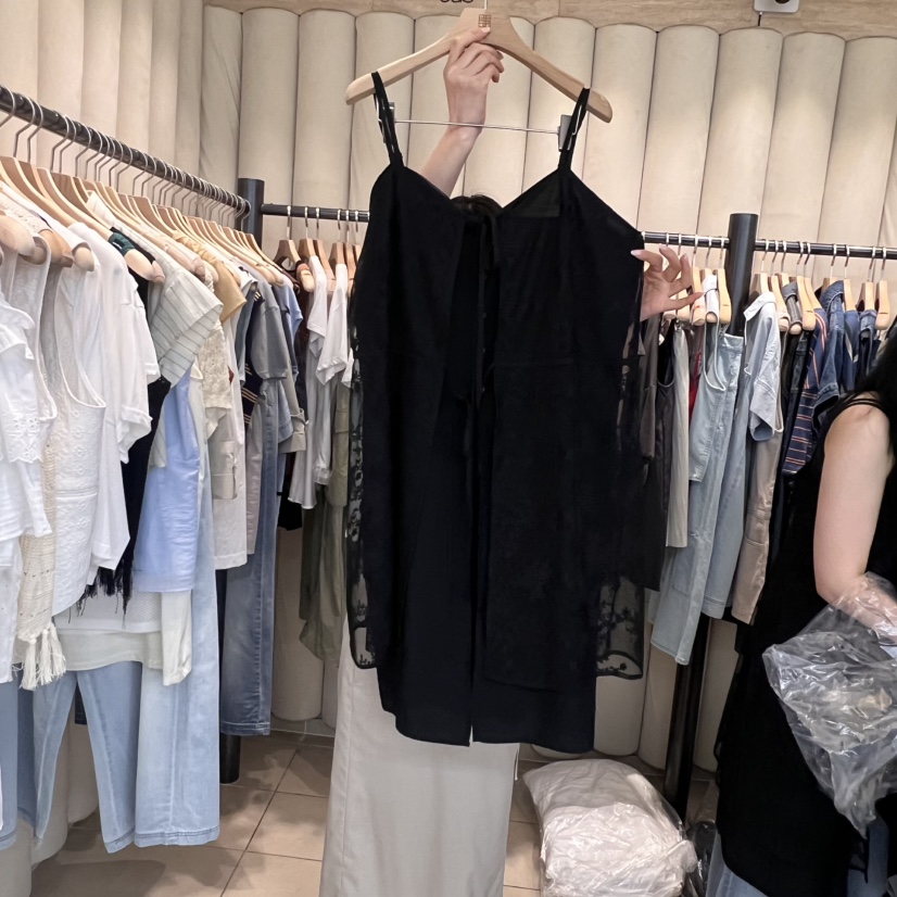 OUS/INCH-L韓國直郵㊣女裝新品人氣真品連衣裙假兩件蕾絲OUS/INCH連衣裙圖色2