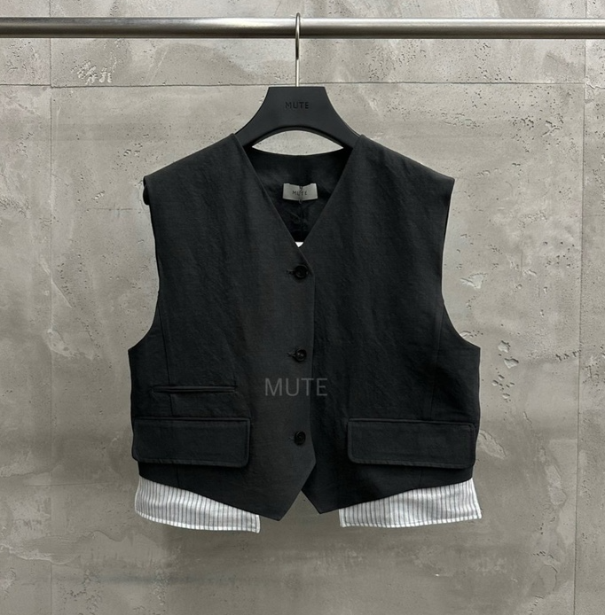 MUTE-P韓國代購㊣女裝新款時尚真品職業熱賣人氣休閑25春夏馬甲MUTE馬甲圖色3