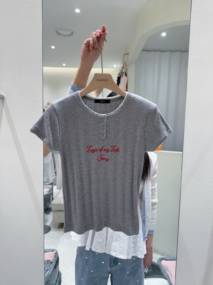 MARKE-P東大門㊣直郵女裝新品人氣熱賣時尚真品25春夏T恤刺繡MARKE-PT恤圖色2