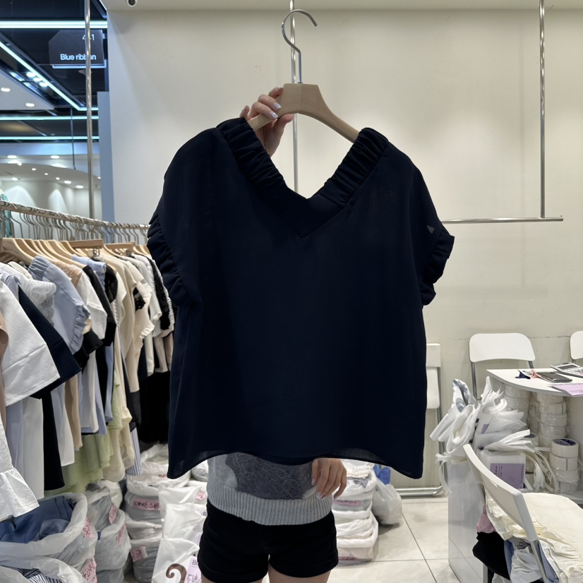 BLUE RIBBON韓國代購㊣女裝新品職業熱賣25春夏襯衫蕾絲衫BLUE RIBBON襯衫/蕾絲衫