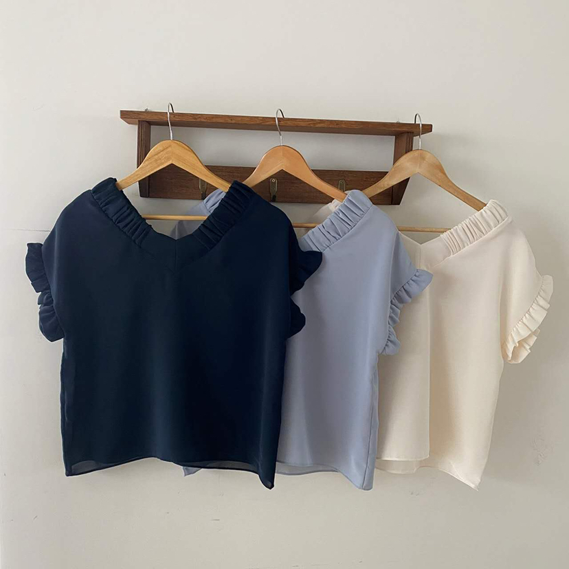 BLUE RIBBON韓國代購㊣女裝新品職業熱賣25春夏襯衫蕾絲衫BLUE RIBBON襯衫/蕾絲衫