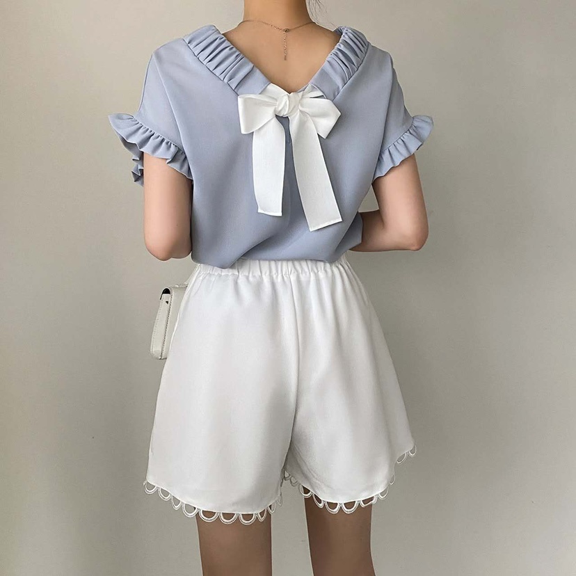 BLUE RIBBON韓國代購㊣女裝新品職業熱賣25春夏襯衫蕾絲衫BLUE RIBBON襯衫/蕾絲衫