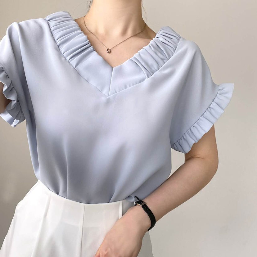 BLUE RIBBON韓國代購㊣女裝新品職業熱賣25春夏襯衫蕾絲衫BLUE RIBBON襯衫/蕾絲衫