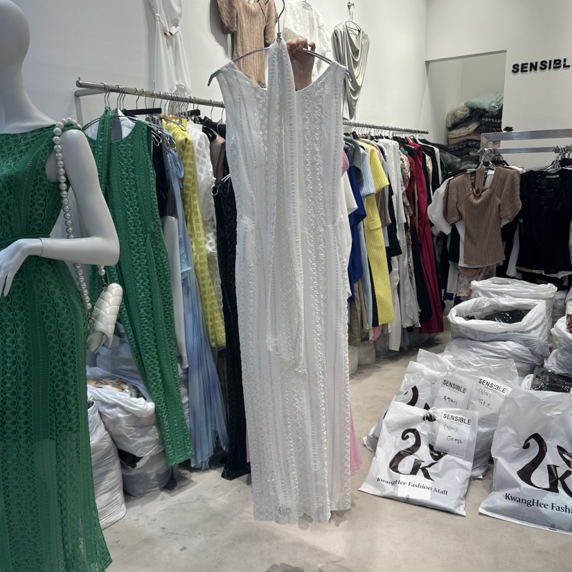 SENSIBLE-S東大門㊣實拍女裝新品推薦連衣裙含腰帶蕾絲長款SENSIBLE連衣裙