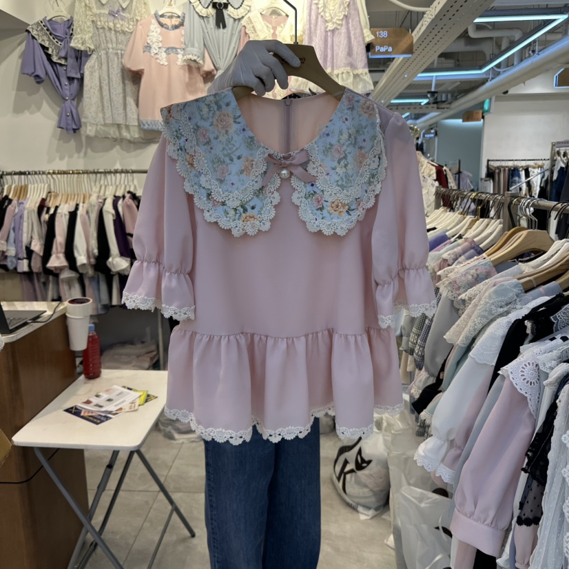 PAPA韓國直郵㊣女裝新品職業25春夏休閑推薦時尚襯衫蕾絲衫PAPA襯衫/蕾絲衫圖色2