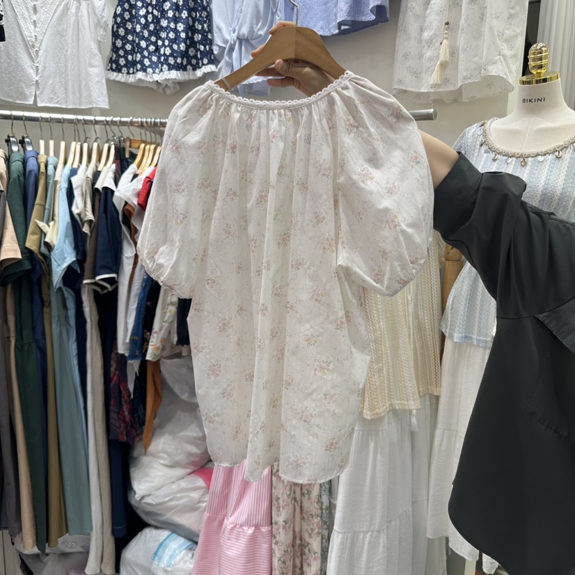 BIKINI東大門㊣代購女士新款25春夏休閑時尚真品襯衫蕾絲衫BIKINI襯衫/蕾絲衫