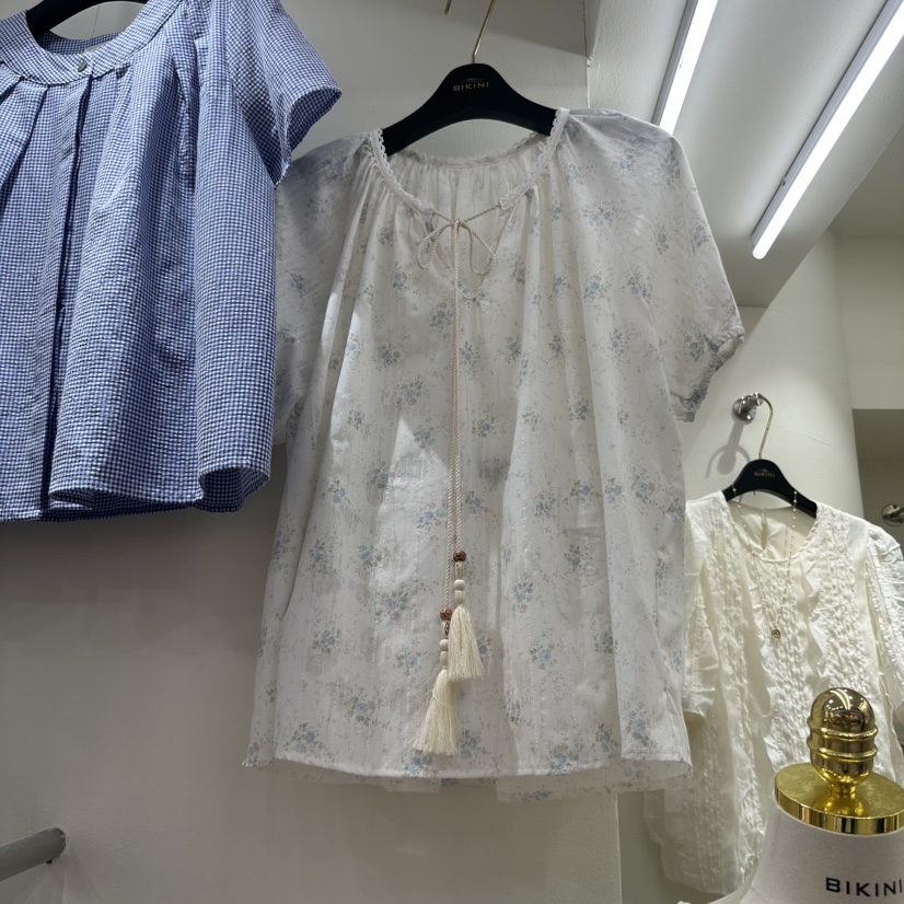 BIKINI東大門㊣代購女士新款25春夏休閑時尚真品襯衫蕾絲衫BIKINI襯衫/蕾絲衫