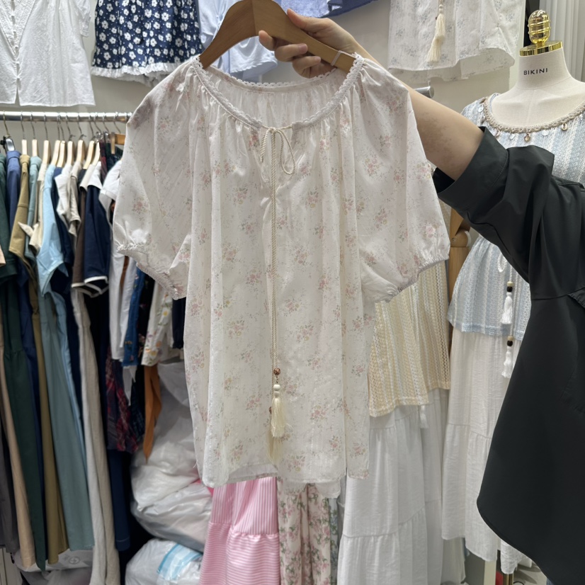 BIKINI東大門㊣代購女士新款25春夏休閑時尚真品襯衫蕾絲衫BIKINI襯衫/蕾絲衫圖色2