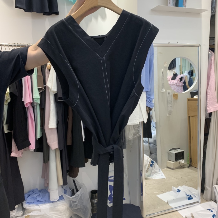 DUPLO東大門㊣代購女裝新品推薦休閑人氣25春夏時尚馬甲含腰帶DUPLO馬甲圖色2