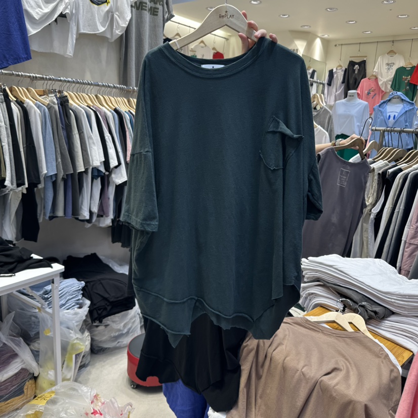 REPLAY東大門㊣直郵女士新款時尚25春夏推薦休閑真品T恤口袋REPLAYT恤圖色3
