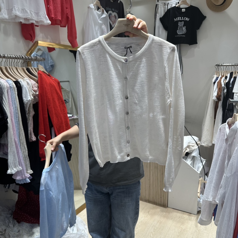 UNDERSTAR_VINTAGE東大門㊣實拍女士新品人氣針織衫不含內搭刺繡圓領開衫UNDERSTAR_VINTAGE針織衫圖色2