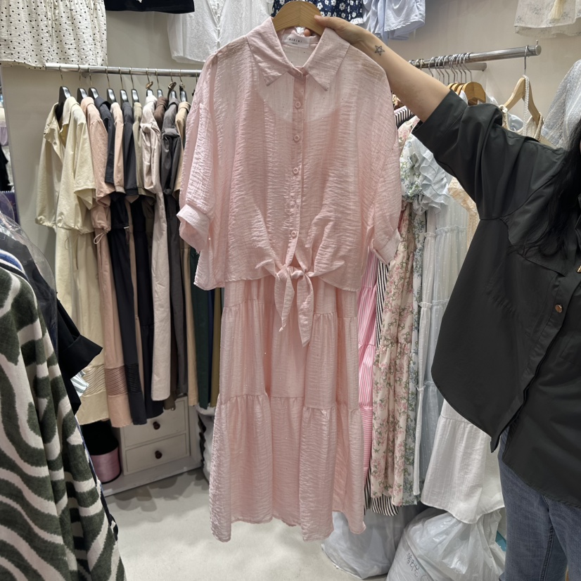 BIKINI東大門㊣實拍女士新款時尚25春夏真品熱賣人氣休閑套裝BIKINI套裝圖色2