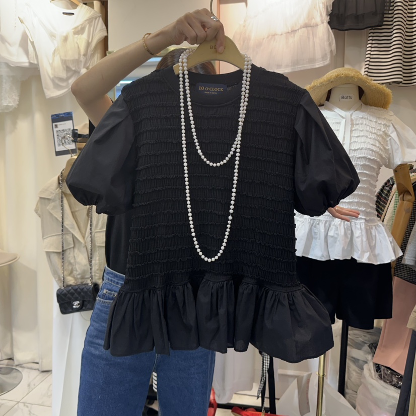 BUTTU東大門㊣實拍女裝新款休閑25春夏推薦時尚熱賣襯衫蕾絲衫10 O CLOCK/Buttu襯衫/蕾絲衫圖色2