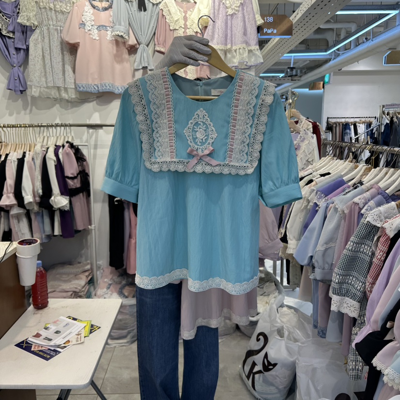 PAPA東大門㊣實拍女裝新款人氣熱賣休閑時尚真品襯衫蕾絲衫PAPA襯衫/蕾絲衫圖色2