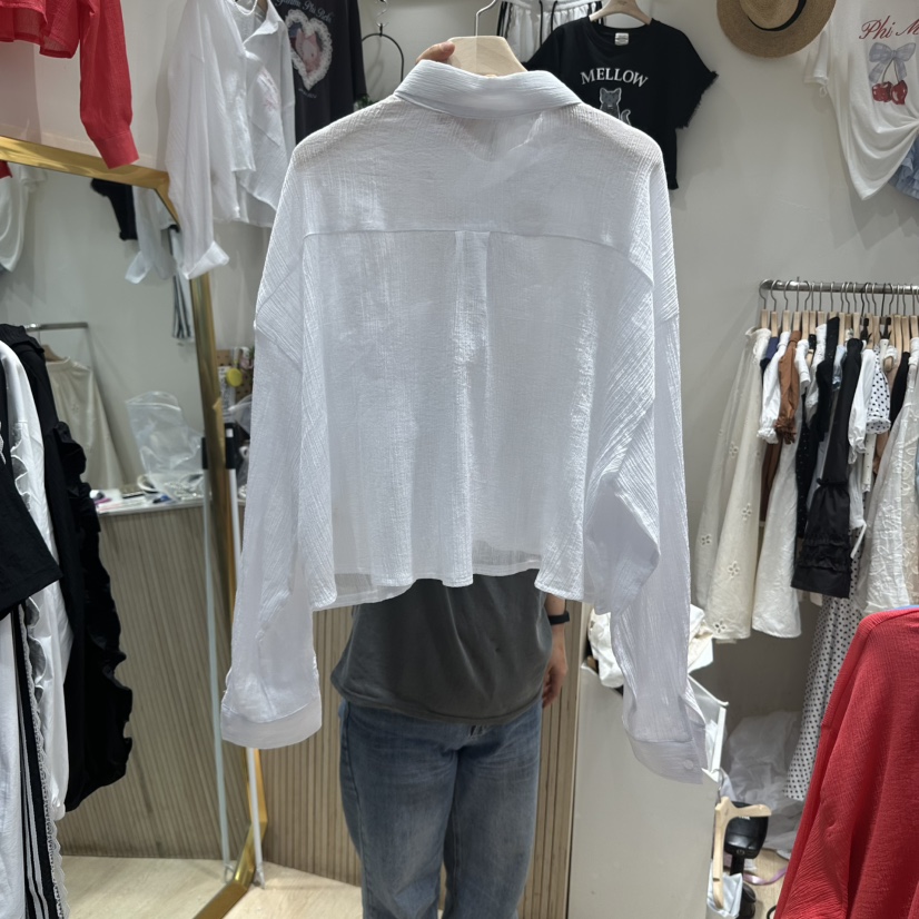 UNDERSTAR_VINTAGE韓國直郵㊣女士新款職業襯衫蕾絲衫口袋刺繡UNDERSTAR_VINTAGE襯衫/蕾絲衫