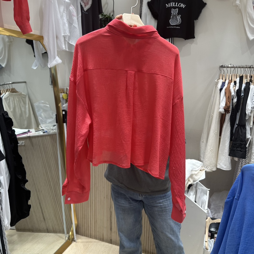 UNDERSTAR_VINTAGE韓國直郵㊣女裝新品職業襯衫蕾絲衫刺繡透明UNDERSTAR_VINTAGE襯衫/蕾絲衫