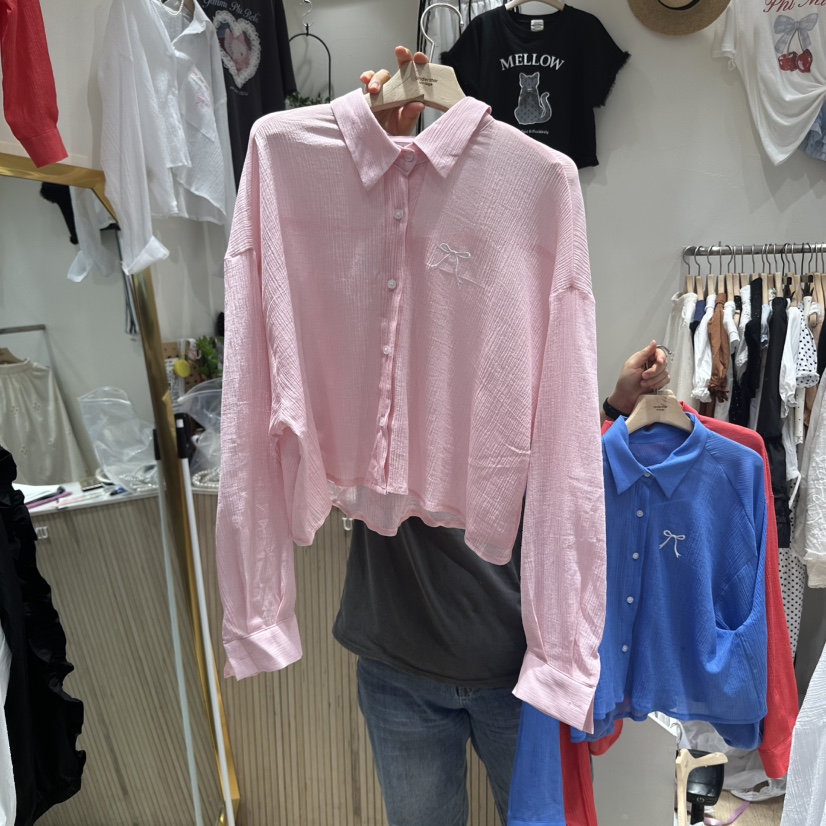 UNDERSTAR_VINTAGE韓國直郵㊣女裝新品職業襯衫蕾絲衫刺繡透明UNDERSTAR_VINTAGE襯衫/蕾絲衫圖色2