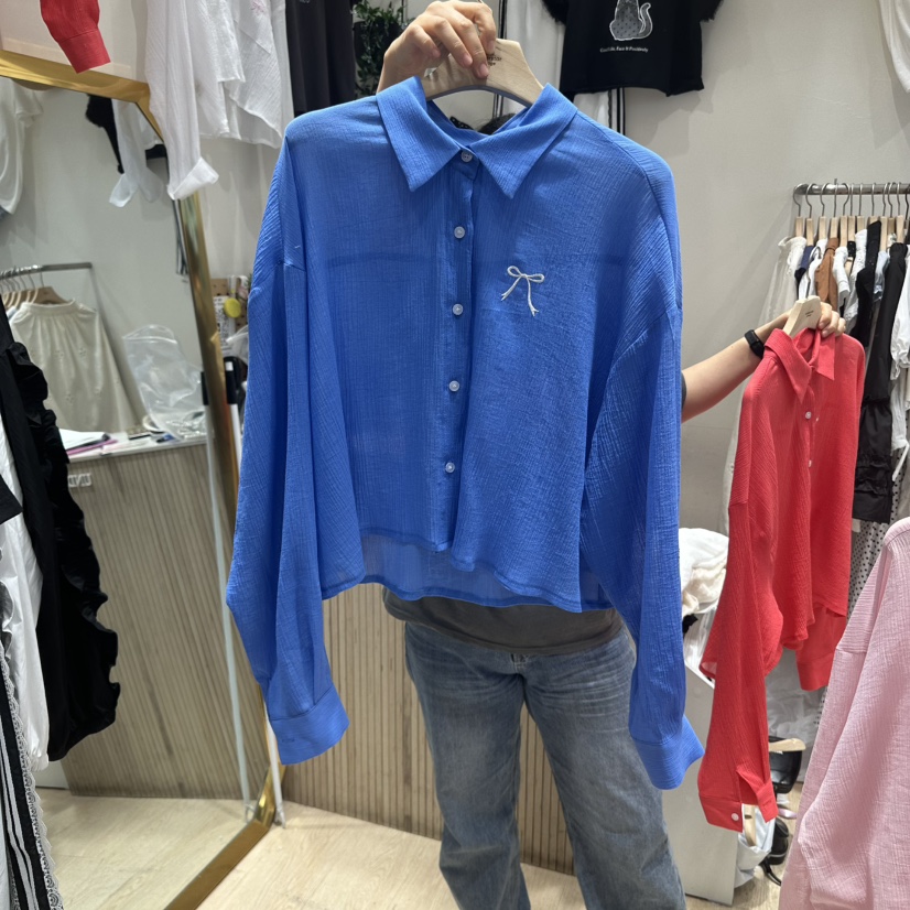 UNDERSTAR_VINTAGE韓國直郵㊣女裝新品職業襯衫蕾絲衫刺繡透明UNDERSTAR_VINTAGE襯衫/蕾絲衫圖色3